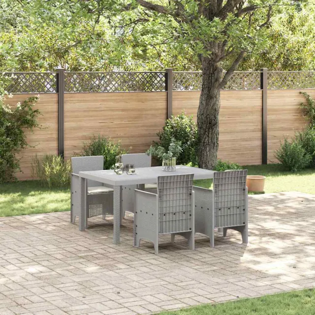 vidaXL Tuin Eetset 5 st Lichtgrijs Polt riet, foto 2