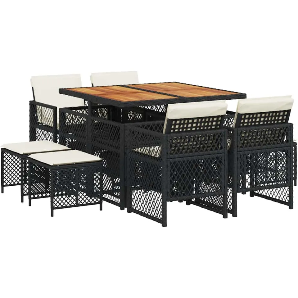 vidaXL 9-delige Tuinset poly rattan zwart, foto 4