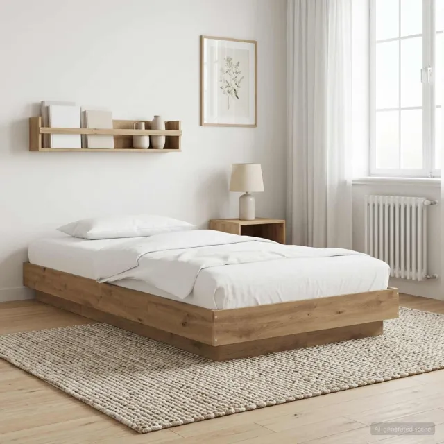 vidaXL Vloerbedframe Artisanaal eiken 80 x 210 cm Bewerkt hout Bruin