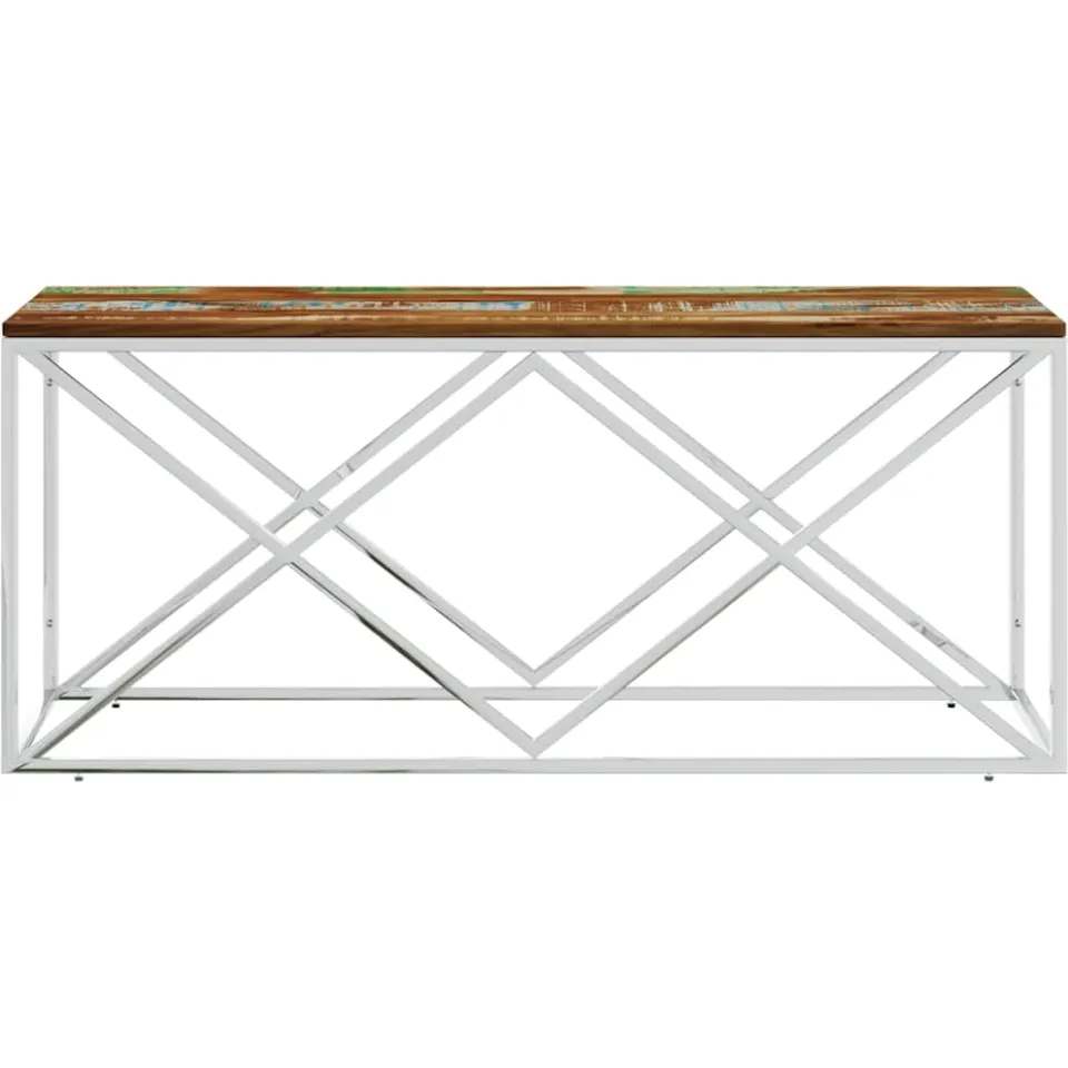 vidaXL Salontafel roestvrij staal en massief hergebruikt hout Meerkleurig