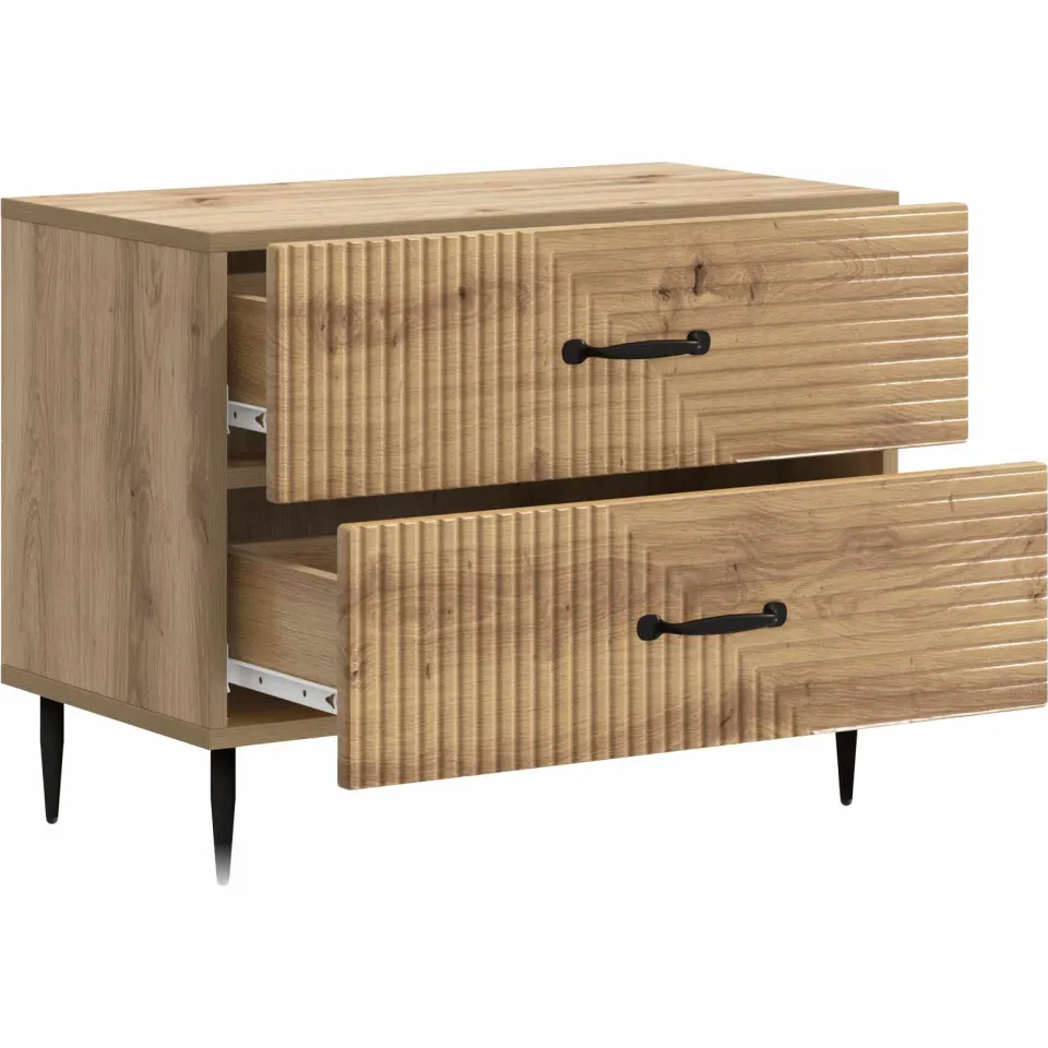 vidaXL Nachtkastje Artisanaal eiken 62 x 34,5 x 47,5 cm Bewerkt hout, foto 3