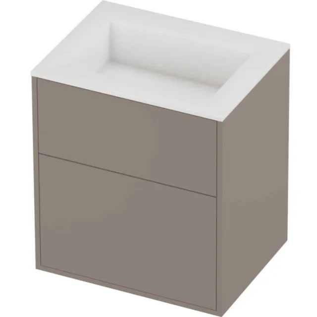 Proline Aristo Badmeubelset Polystone Elegant 2 Laden 60x46x67 cm Glans Wit Clay Beige