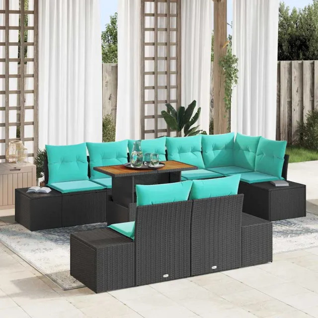 vidaXL Tuin Sofa Set 9 st Zwart Poly riet, foto 2