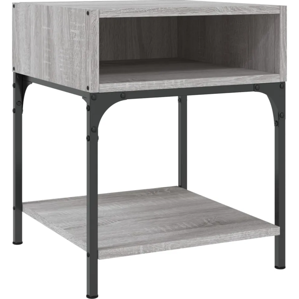vidaXL Nachtkastjes 2 st 40x41x50 cm bewerkt hout grijs sonoma eiken
