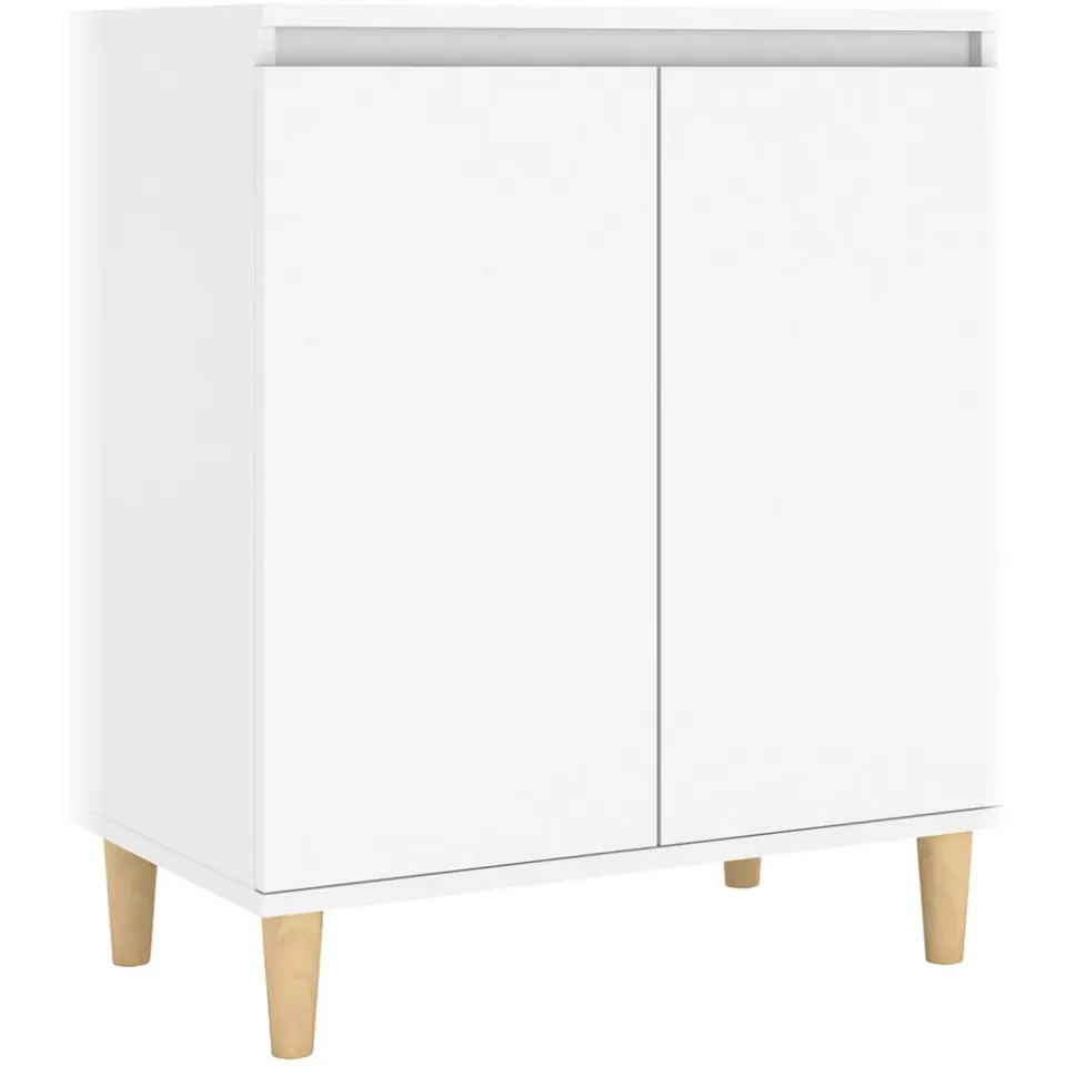 vidaXL Dressoir met massief houten poten 60x35x70 cm bewerkt hout wit