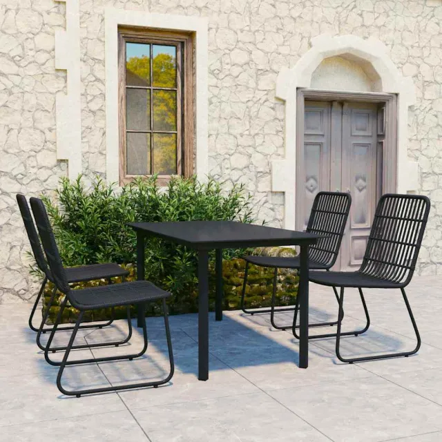 vidaXL 5-delige Tuinset poly rattan en glas zwart, foto 2