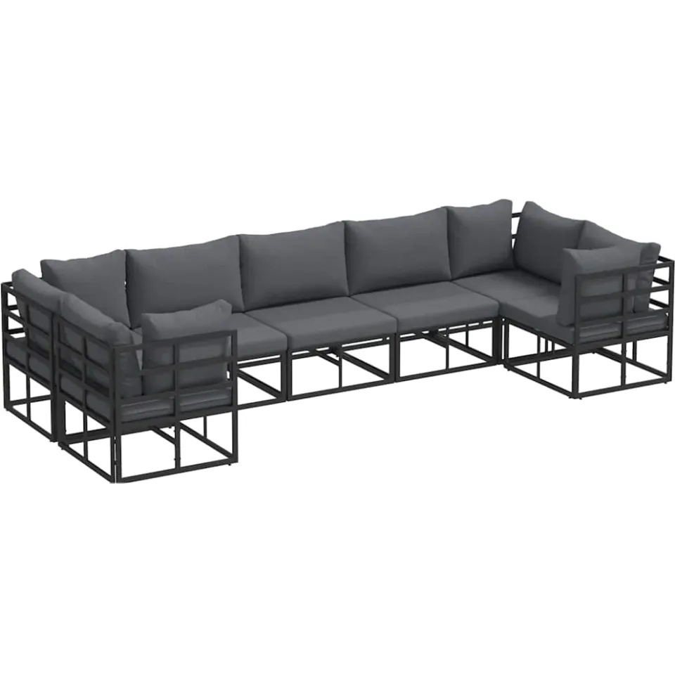 vidaXL Tuinbankenset 7 st Zwart Aluminium