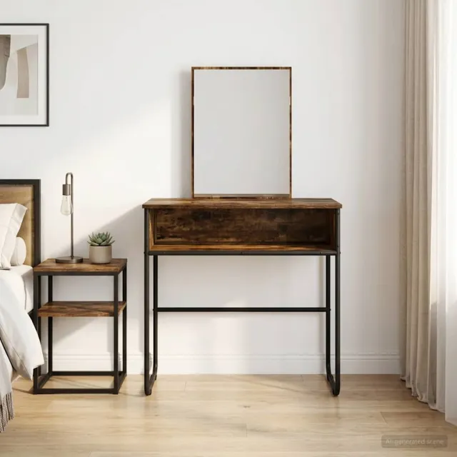 vidaXL Plafondtafel Gerookt eiken 81 x 40 x 131 cm Bewerkt hout, foto 2