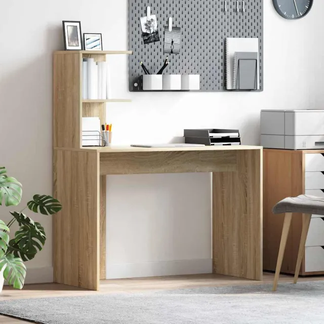 vidaXL Bureau Sonoma Eiken 102 x 50 x 124 cm Bewerkt hout Bruin