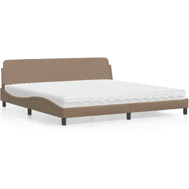 vidaXL Bed met matras "Dover" kunstleer cappuccinokleurig 200x200 cm Bruin