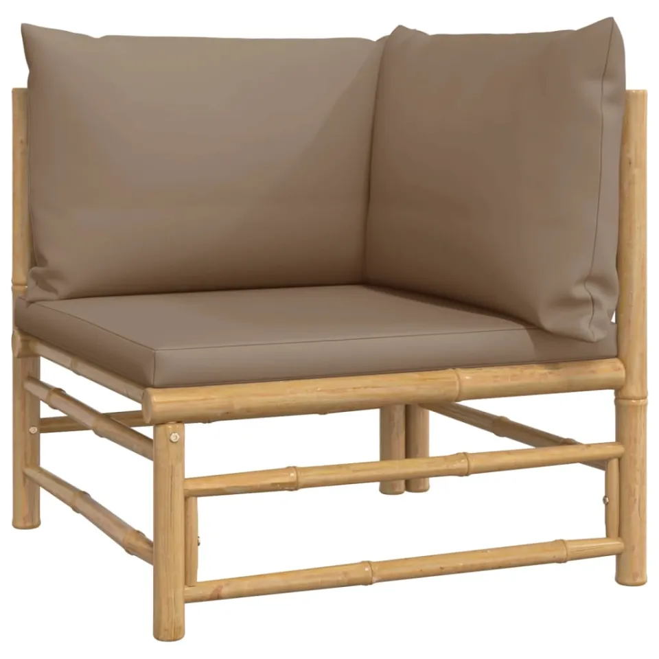 vidaXL 12-delige Loungeset met kussens bamboe taupe, foto 3