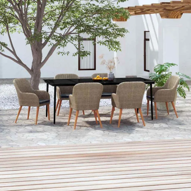 vidaXL 7-delige Tuinset met kussens bruin, foto 2