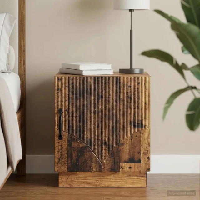 vidaXL Nachtkastje Oud hout 43 x 34,5 x 47 cm Bewerkt hout bruin, foto 2