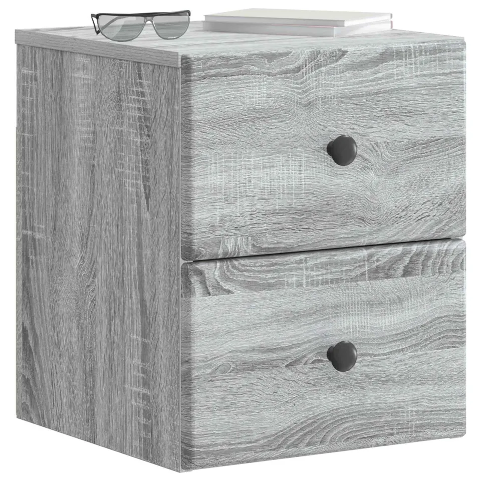 vidaXL Wandbeugel Bedkast 2 st Grijs sonoma 34,5 x 33 x 40 cm
