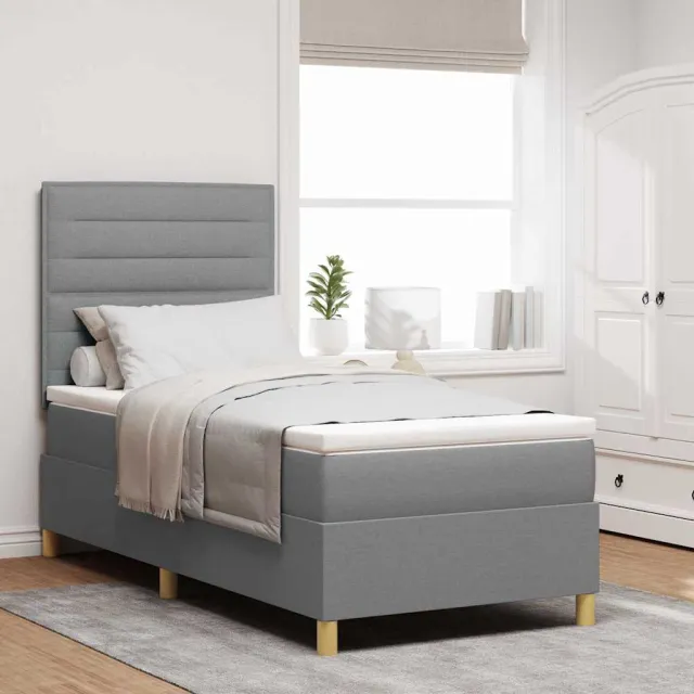 vidaXL LED Box Spring Bed met kussen Lichtgrijs 100 x 200 cm Stof
