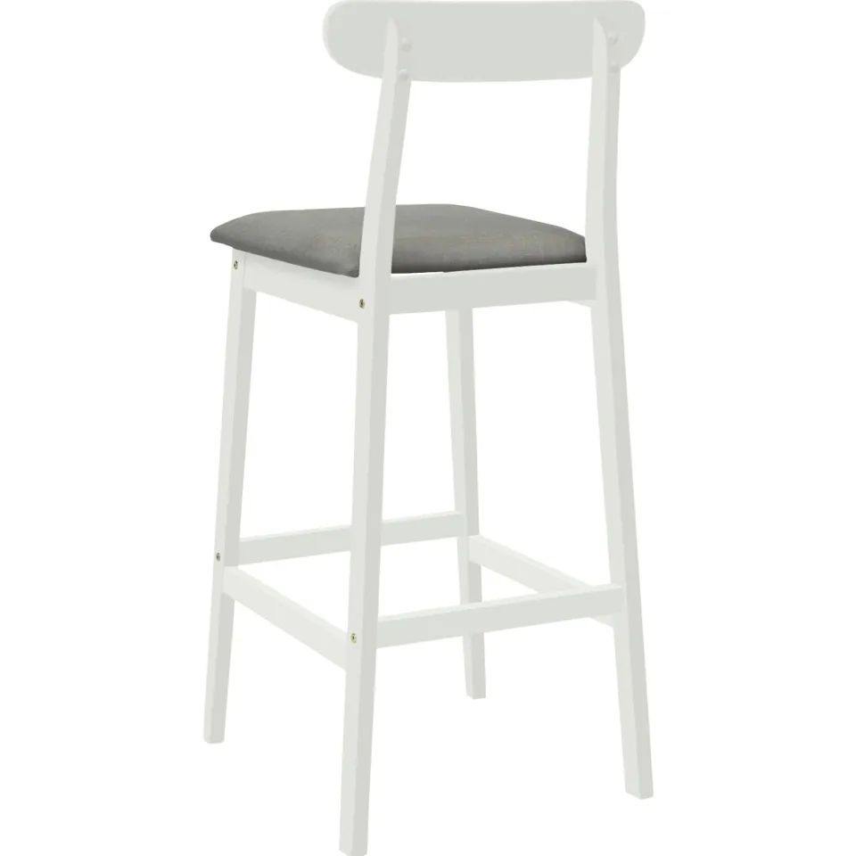 vidaXL Barkruk 2 st Wit en Grijs Massief Rubberhout en Stof, foto 4