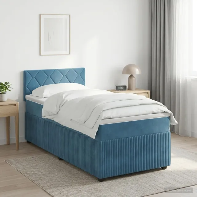 vidaXL Boxspringbed met matras Donkerblauw 80 x 200 cm Fluweel blauw