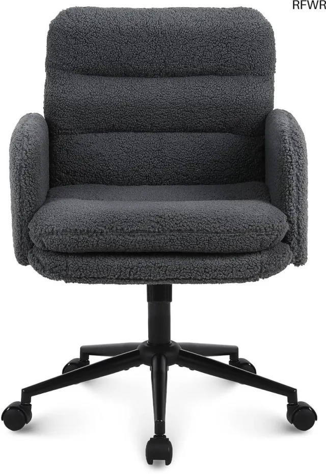 RFWR Comfortabele Ergonomische Bureaustoel met Verstelbare Hoogte en 360° Draaifunctie in Donkergrijs