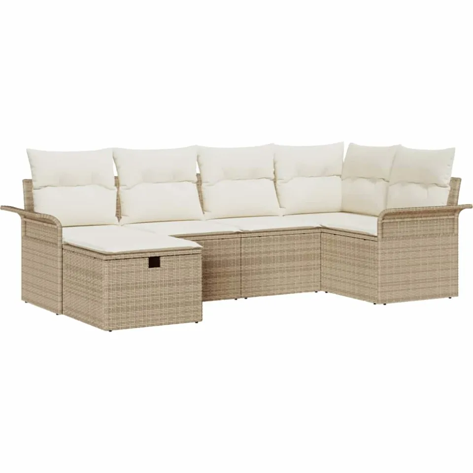 vidaXL Tuin Sofa Set 6 st Poly riet Zwart