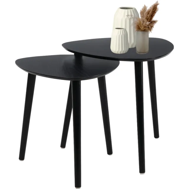 MISOU Salontafel - Set van 2 - Bijzettafel - Diehoekig - Zwart - Bijzettafeltje