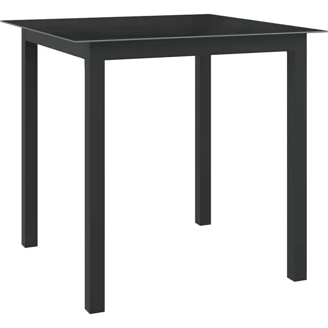 vidaXL Tuintafel 80x80x74 cm aluminium en glas zwart