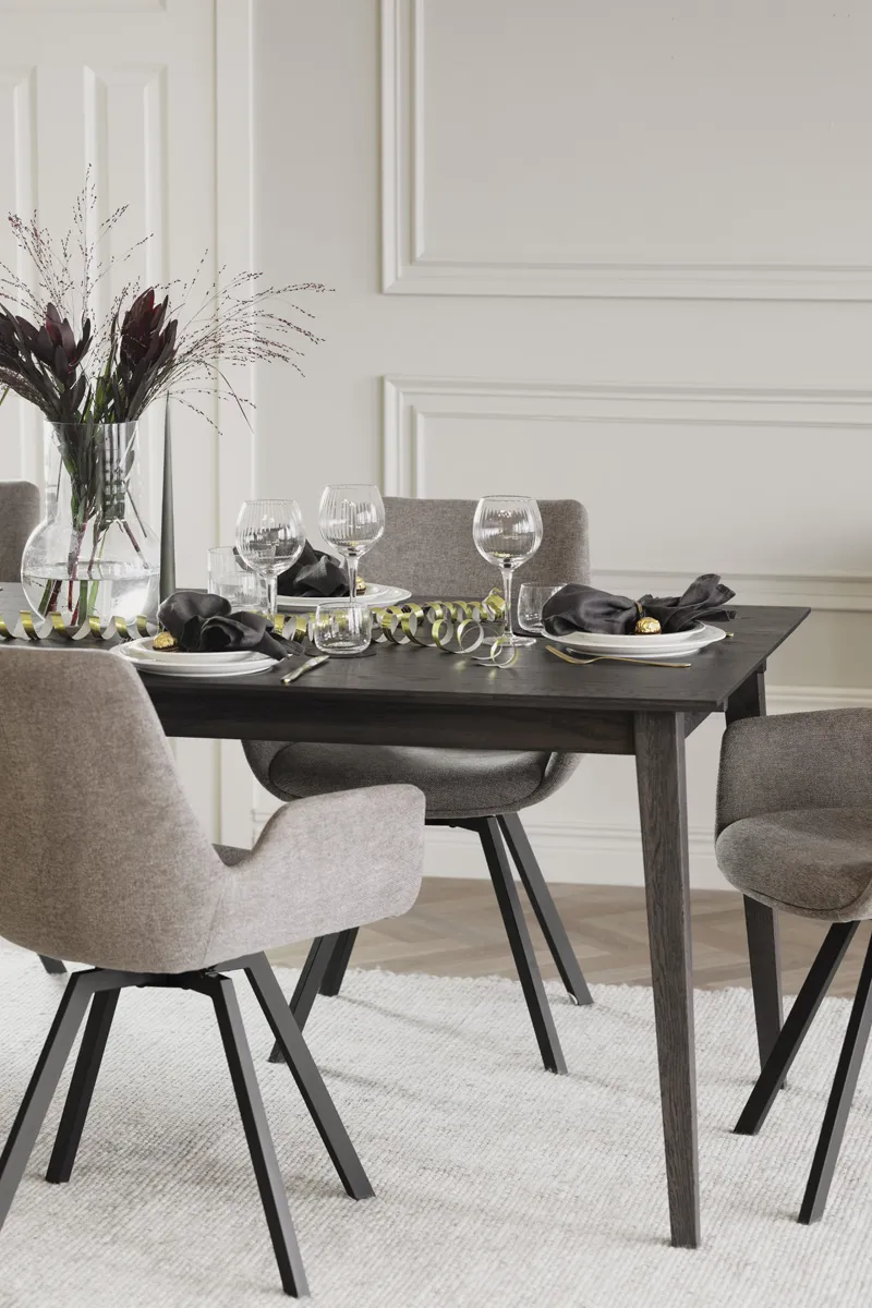Rowico Home Norwell draaibare eetkamerstoel beige - zwart onderstel - set van 2, foto 5