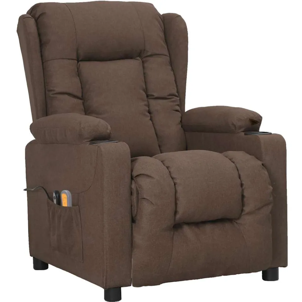 vidaXL Massagestoel elektrisch stof taupe, foto 3