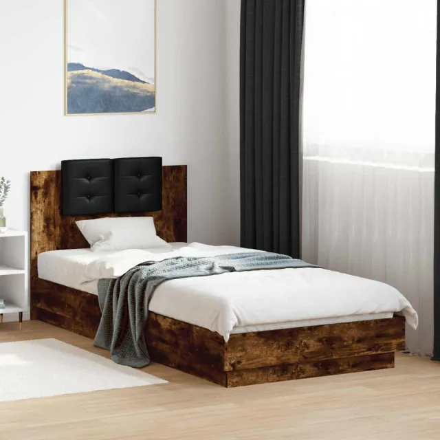 vidaXL Bedframe met Hoofdeinde Gerookt eiken Bewerkt hout