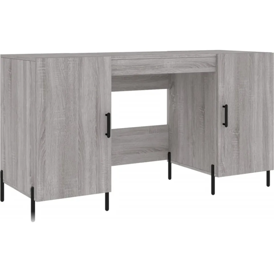 vidaXL Bureau 140x50x75 cm bewerkt hout grijs sonoma eikenkleurig, foto 3