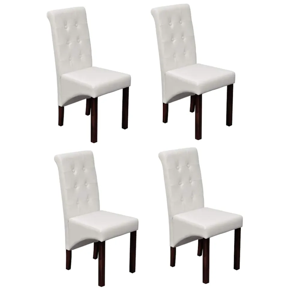 vidaXL Eetkamerstoelen 4 st kunstleer wit, foto 3