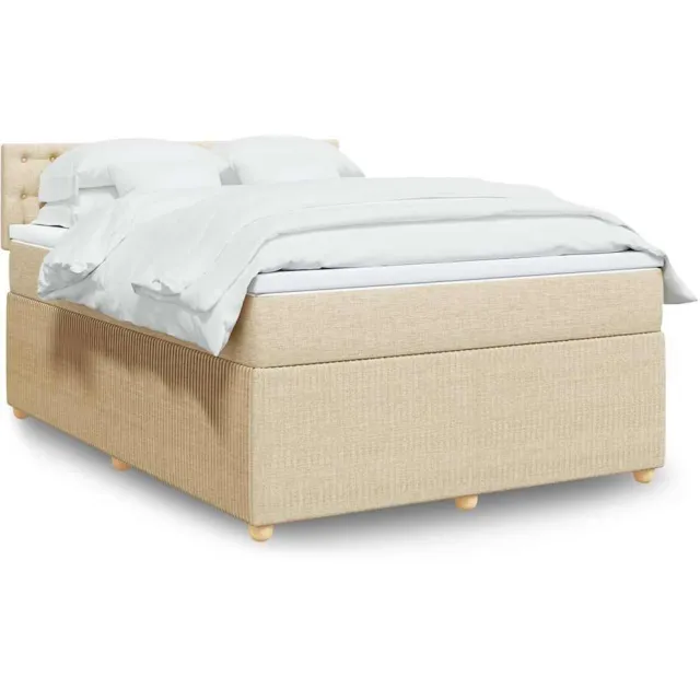 vidaXL Boxspring met matras stof crèmekleurig 140x190 cm