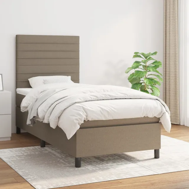 vidaXL Boxspring met matras stof taupe 90x200 cm