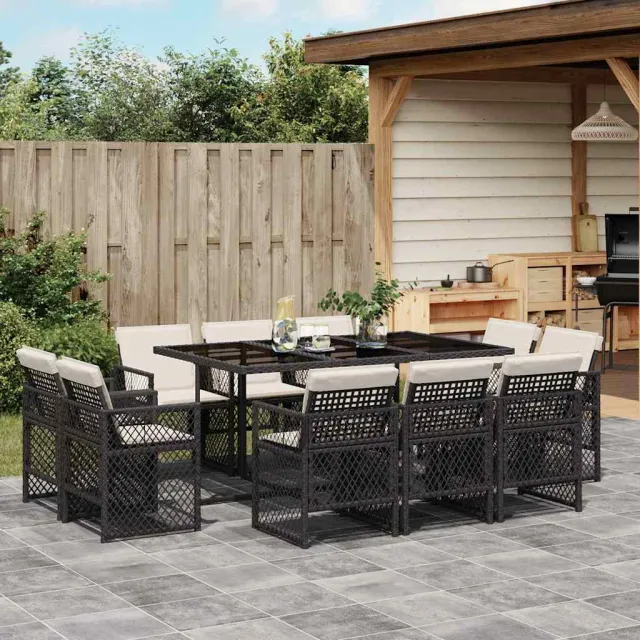vidaXL 11-delige Tuinset met kussens poly rattan zwart, foto 2
