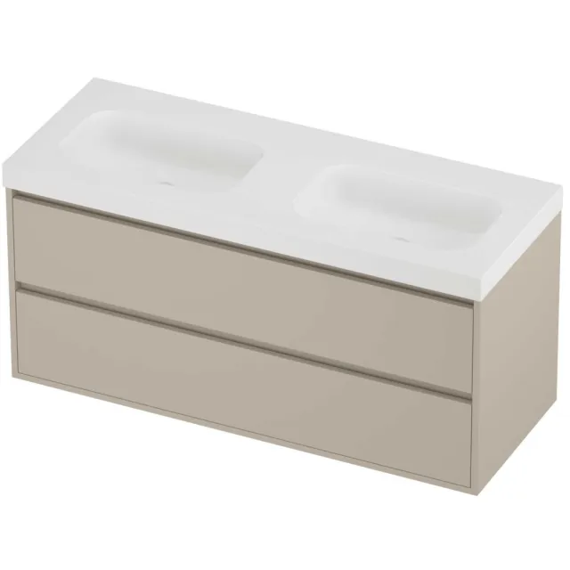 Proline Haga Badmeubelset Polystone Mezza Greeploos 120x46x58 cm Mat White Soft Linen Beige