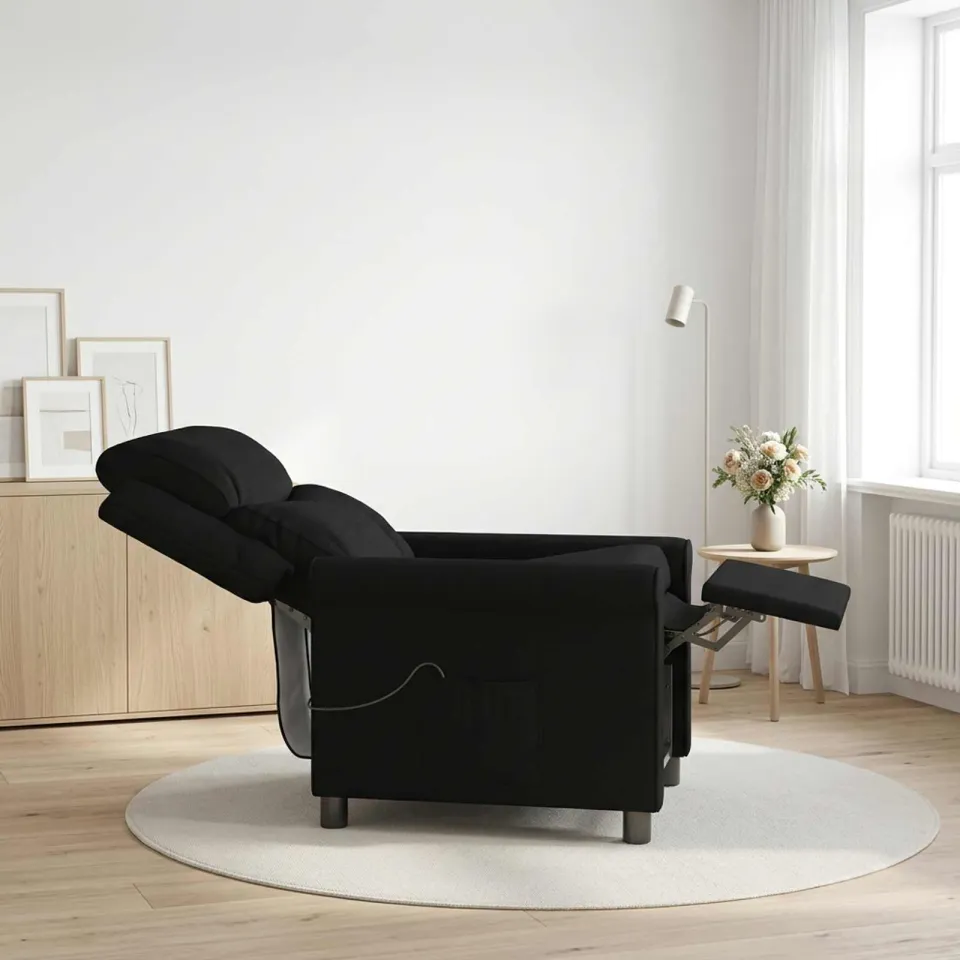 vidaXL Massage-relaxstoel Zwart 69 x 93 x 102 cm Stof, foto 4