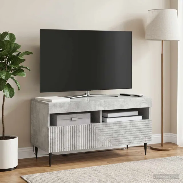 vidaXL LED tv-meubel HAARLEM 81 x 35 x 43 cm Betongrijs Bewerkt hout grijs, foto 2