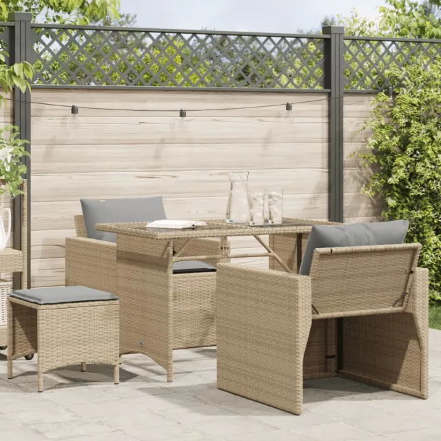 vidaXL 4-delige Loungeset met kussens poly rattan beige, foto 2