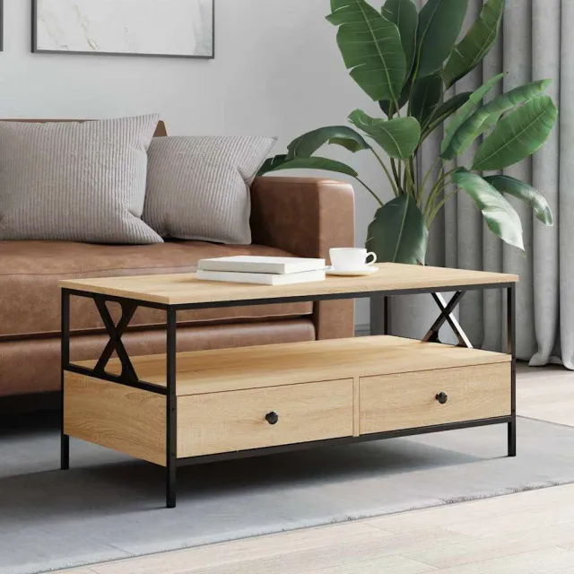 vidaXL Salontafel 100x51x45 cm bewerkt hout sonoma eikenkleurig, foto 2