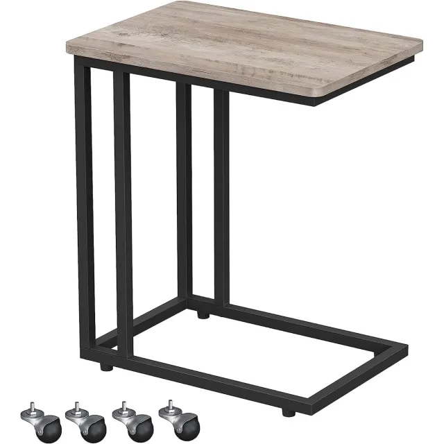 Famanu Bijzettafel met wielen, 50x35x60 cm, industrieel ontwerp, eenvoudig te monteren, stabiel met metalen frame Black