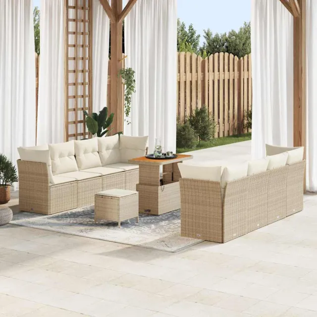 vidaXL Tuinbankenset 11 st Beige poly rattan, foto 2