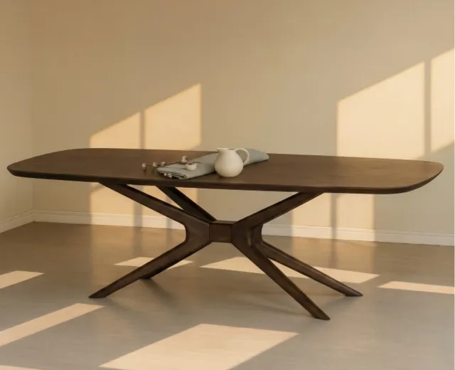 Meubelplaats Eettafel Jax Deens ovaal mangohout 220x110 cm - Walnoot bruin - Japandi