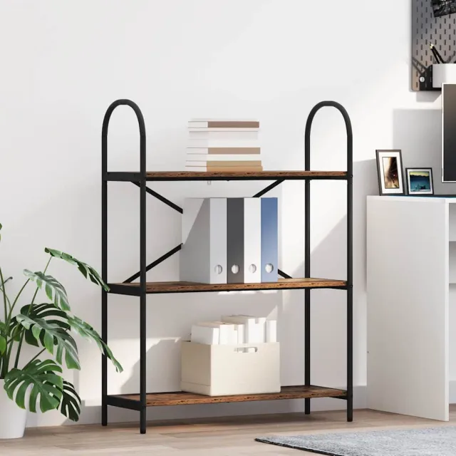 vidaXL Boekenkast 3-laags 80 x 30 x 109 cm Bewerkt hout Oudhout bruin, foto 2