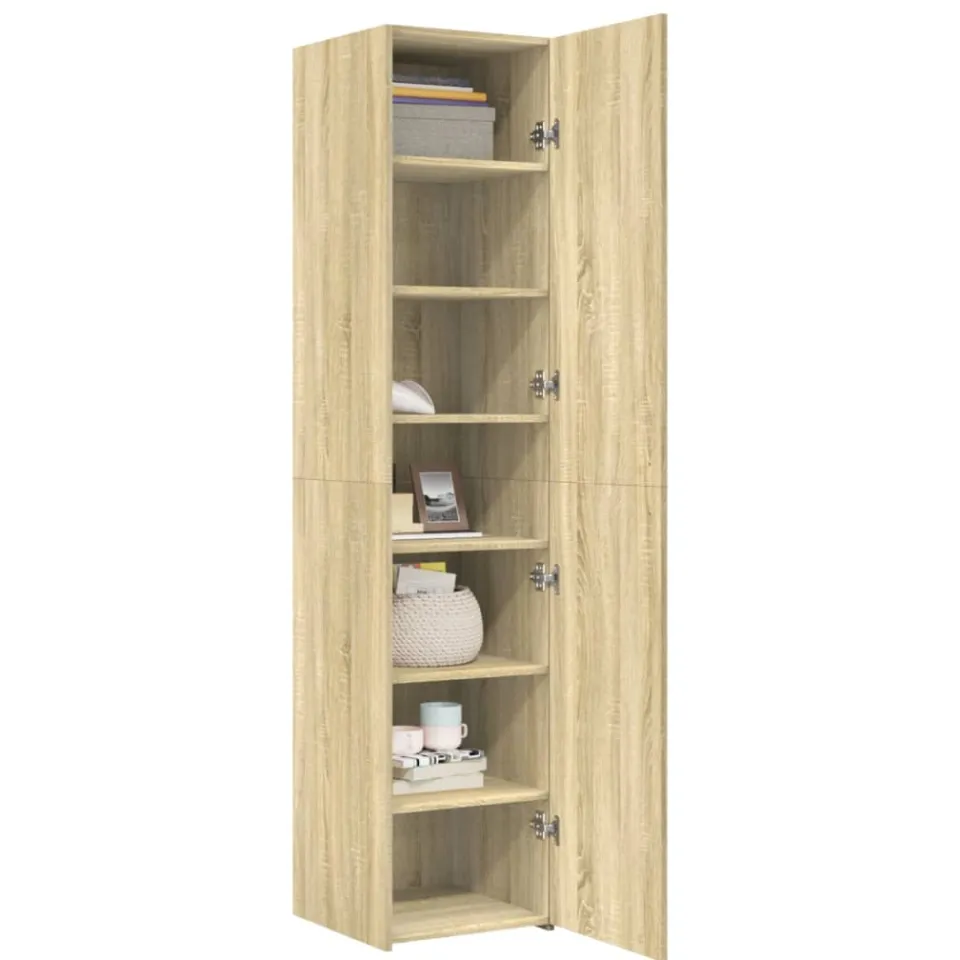 vidaXL Hoge kast 40x42,5x185 cm bewerkt hout sonoma eikenkleurig Bruin