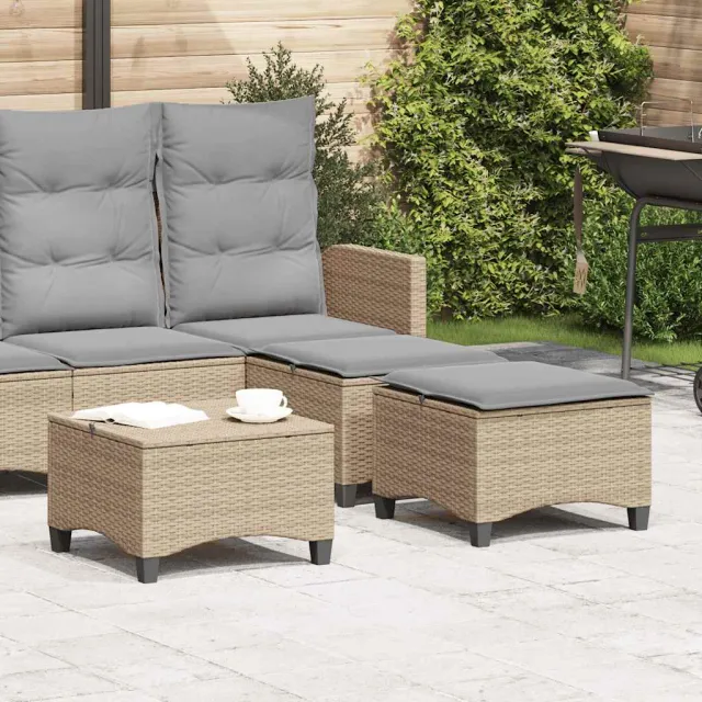 vidaXL Tuinkrukken met kussens 2 st 55x55x36 cm poly rattan beige, foto 2