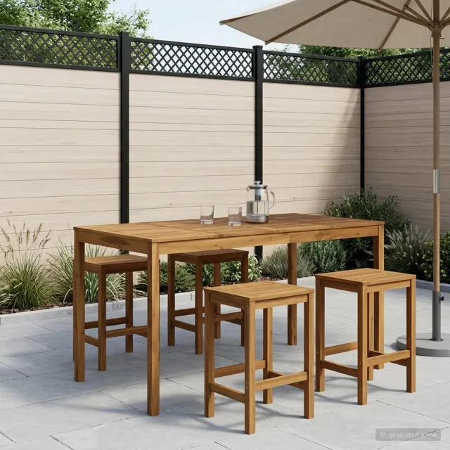 vidaXL Tuinbar Tafel LAREN Wit 196 x 100 x 105 cm Massief Acaciahout, foto 2