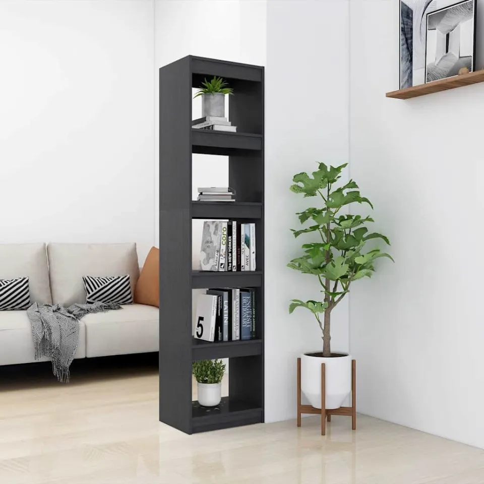 vidaXL Boekenkast/kamerscherm 40x30x167,5 cm massief grenenhout grijs, foto 3