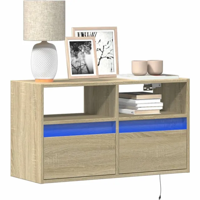 vidaXL Tv-wandmeubel met LED-verlichting 80x31x45 cm sonoma eikenkleur Bruin