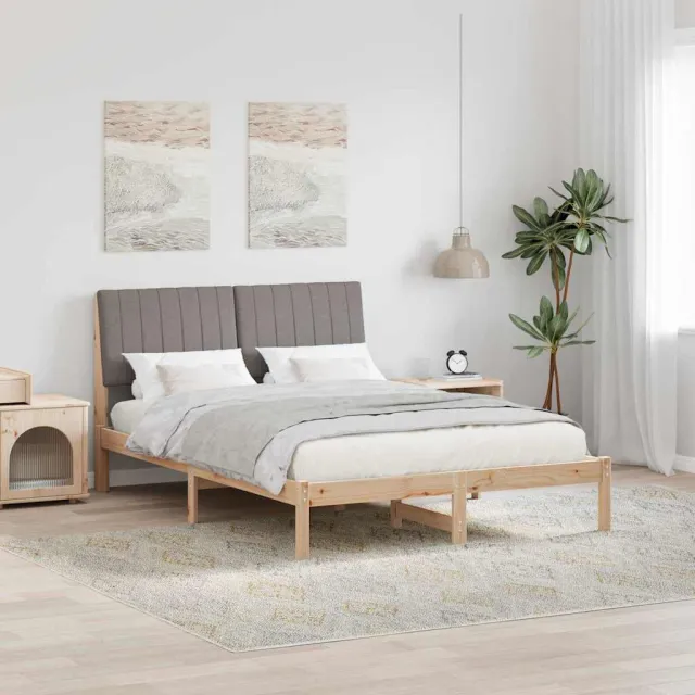 vidaXL Bedframe met hoofdeinde Bruin 135 x 190 cm Massief grenenhout