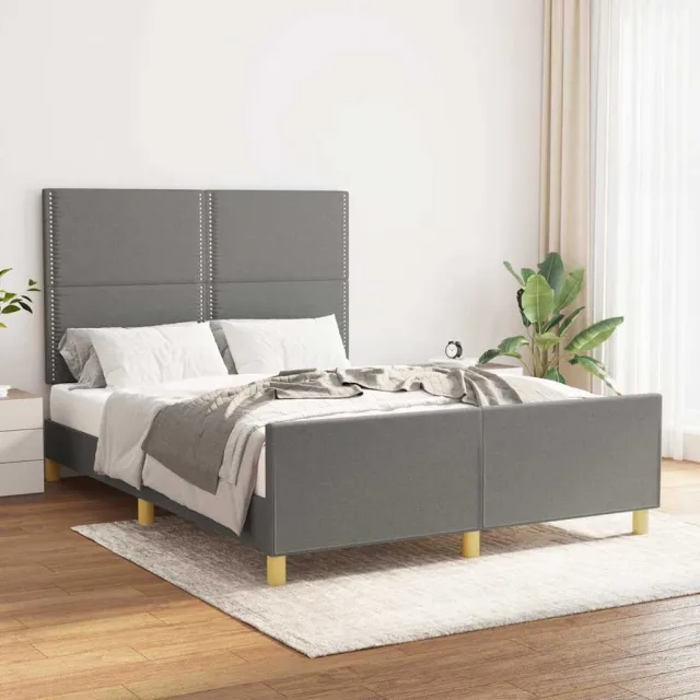 vidaXL Bedframe zonder matras stof donkergrijs 140x200 cm