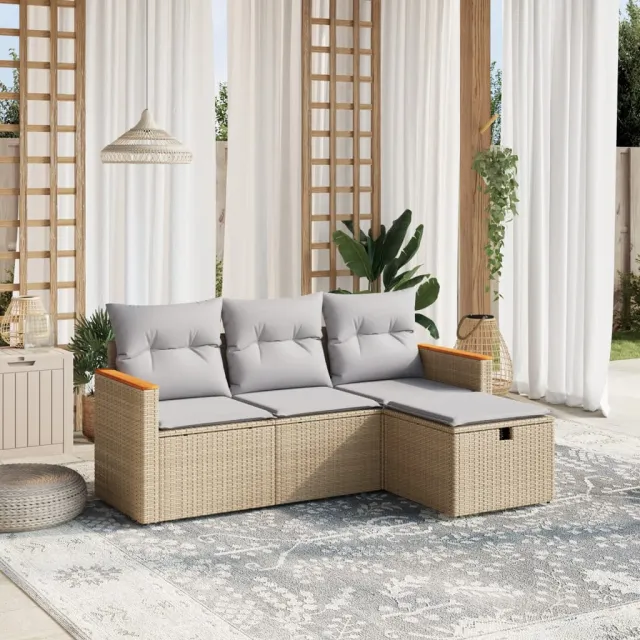 vidaXL Patio Sofa Set 3-zits Beige and Grey, foto 2